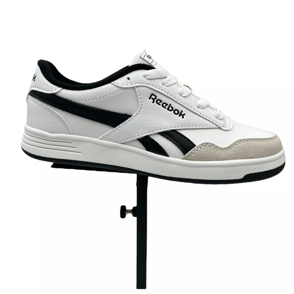 Reebok‎ Youth Boy's Tech Canvas Casual Sneakers Size 2 White/Black Lace up Shoes